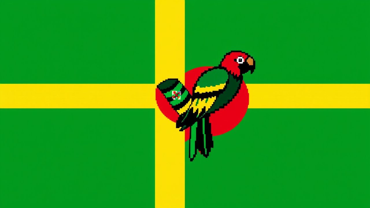 Flag of Dominica 🇩🇲 in pixel art style