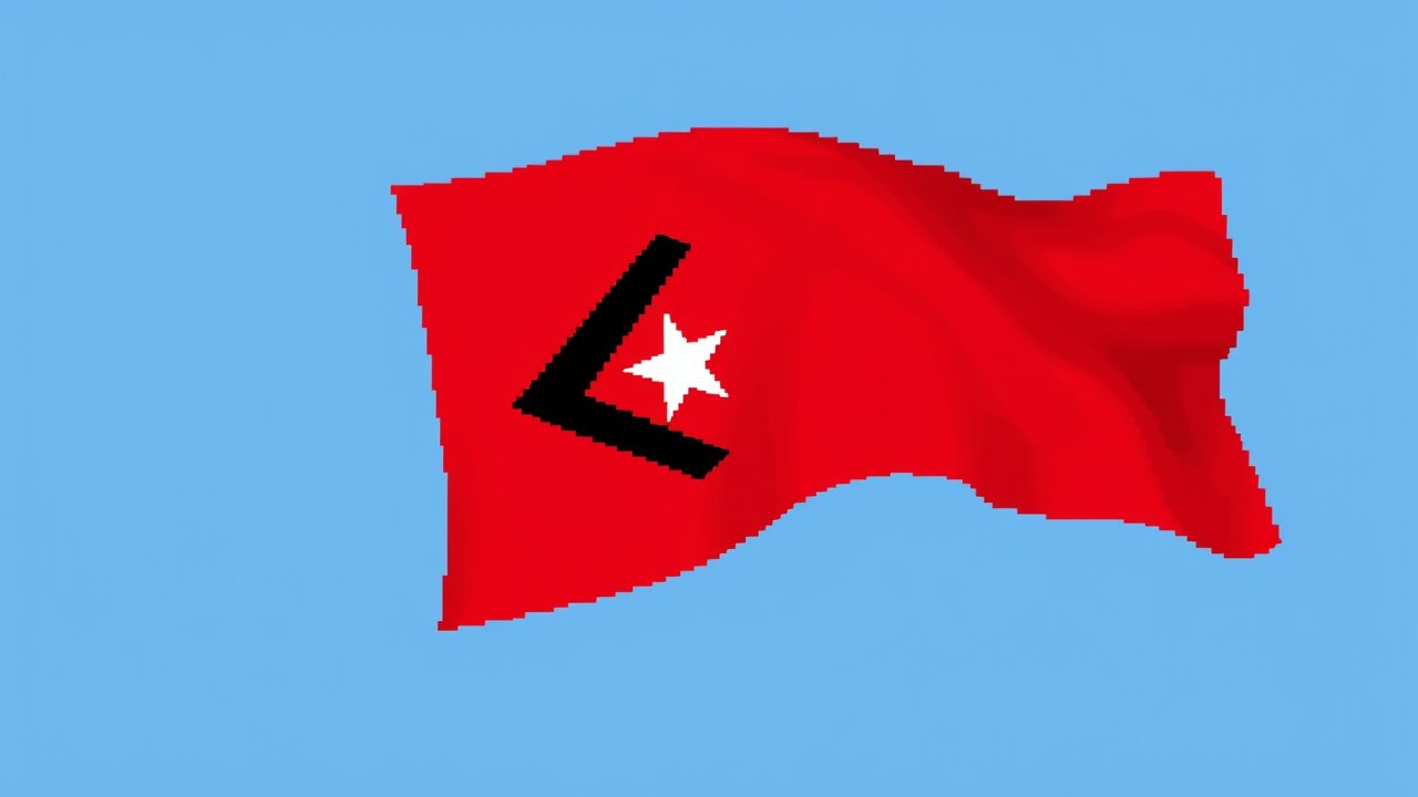 Flag of Timor Leste 🇹🇱 in pixel art style