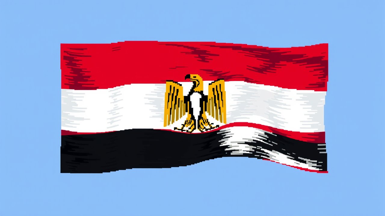 Flag of Egypt 🇪🇬 in pixel art style