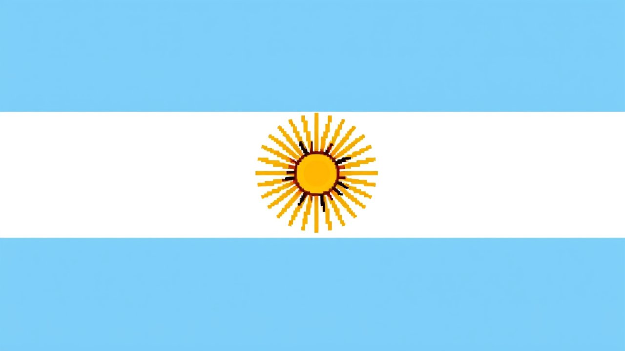 Flag of Argentina 🇦🇷 in pixel art style