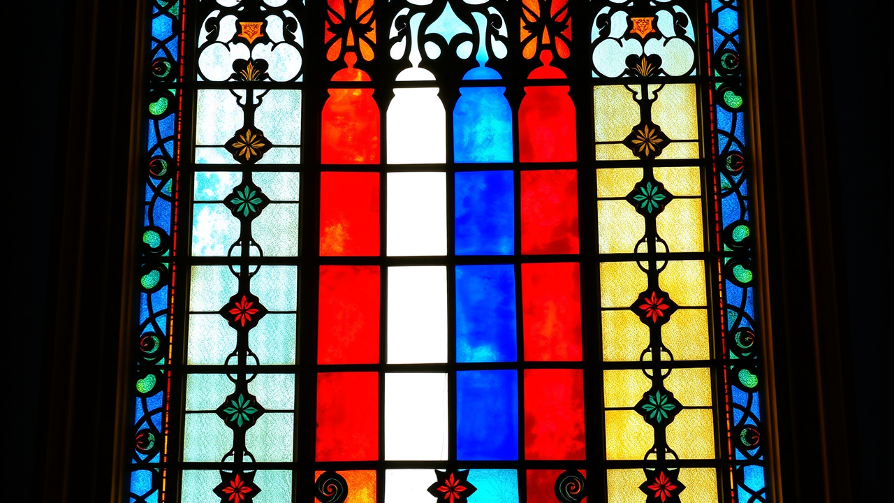Flag of France in stained glass style