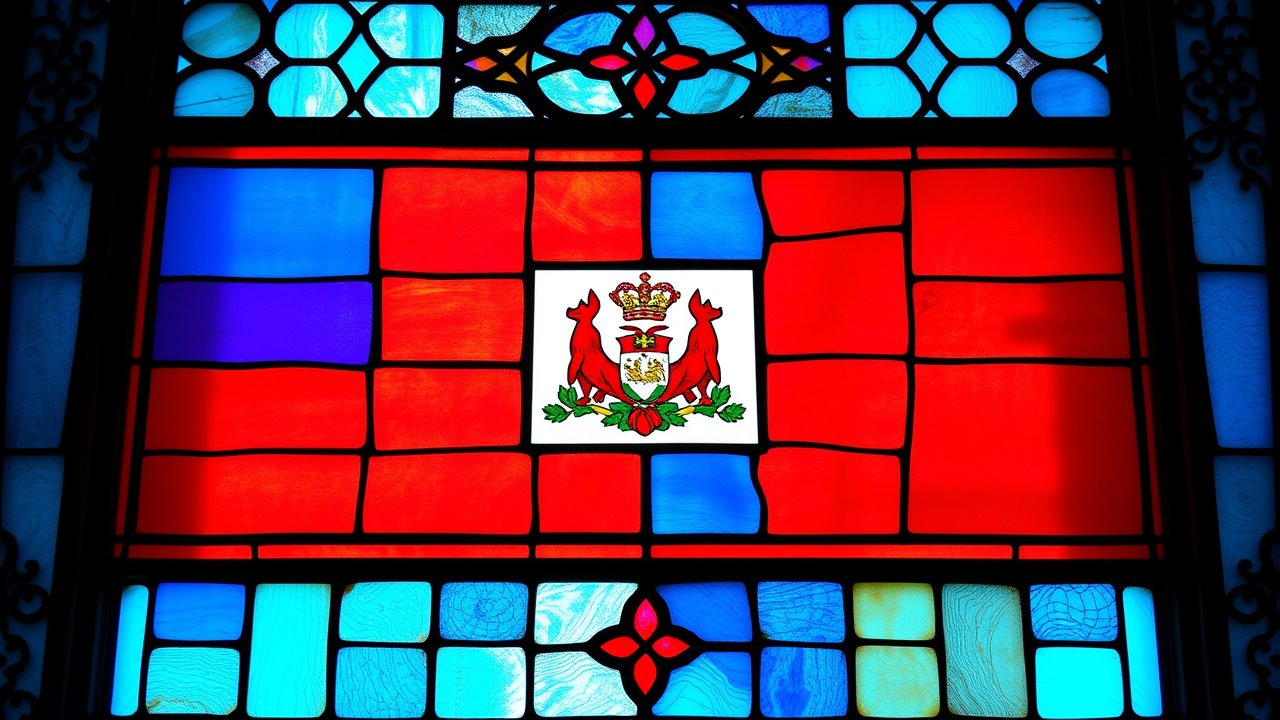 Flag of Haiti 🇭🇹 in stained glass style