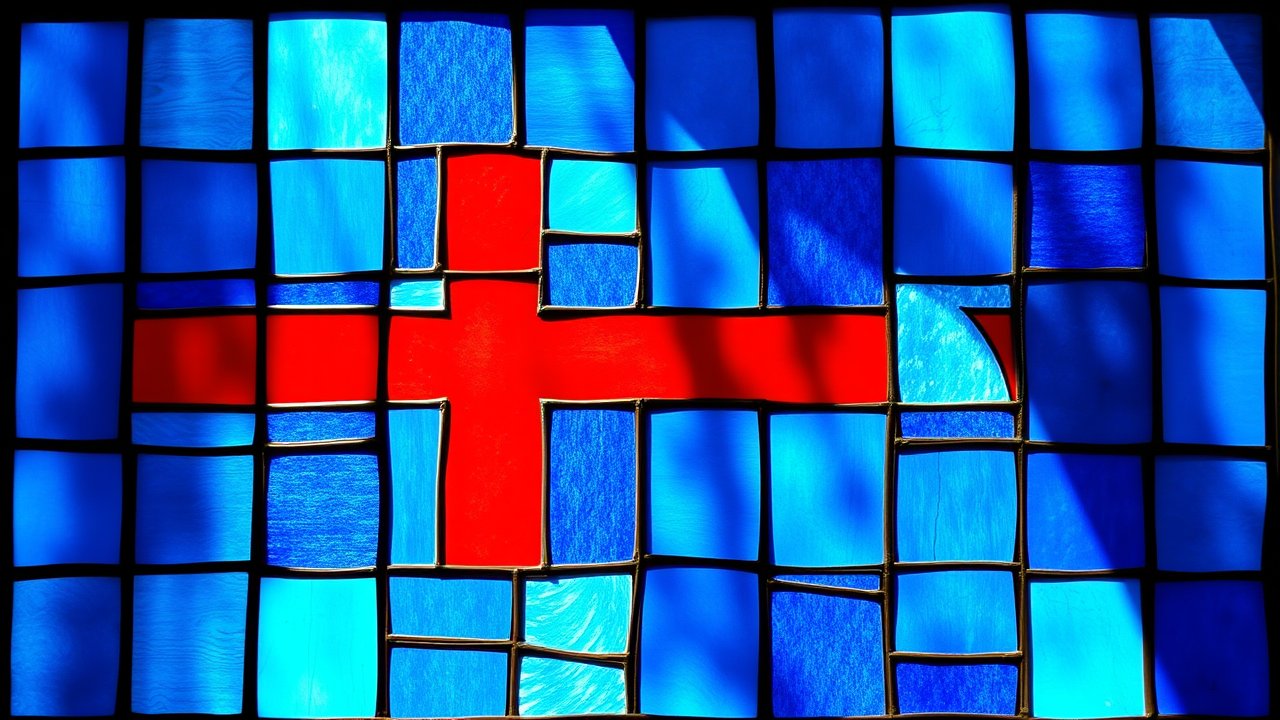 Flag of Iceland 🇮🇸 in stained glass style
