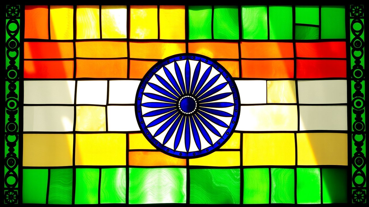 Flag of India 🇮🇳 in stained glass style