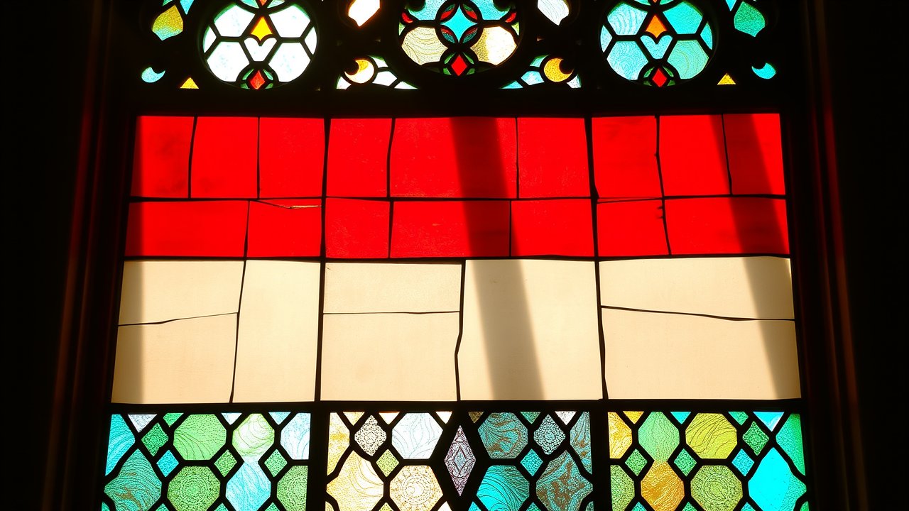 Flag of Indonesia 🇮🇩 in stained glass style