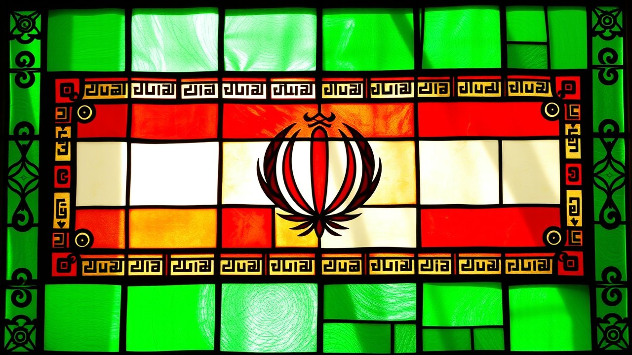 Flag of Iran 🇮🇷 in stained glass style