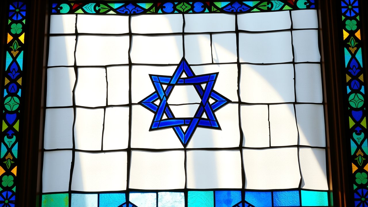 Flag of Israel 🇮🇱 in stained glass style