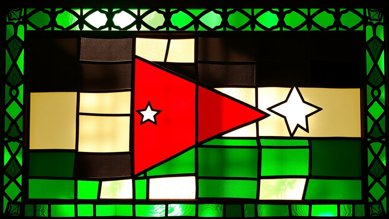 Flag of Jordan 🇯🇴 in stained glass style