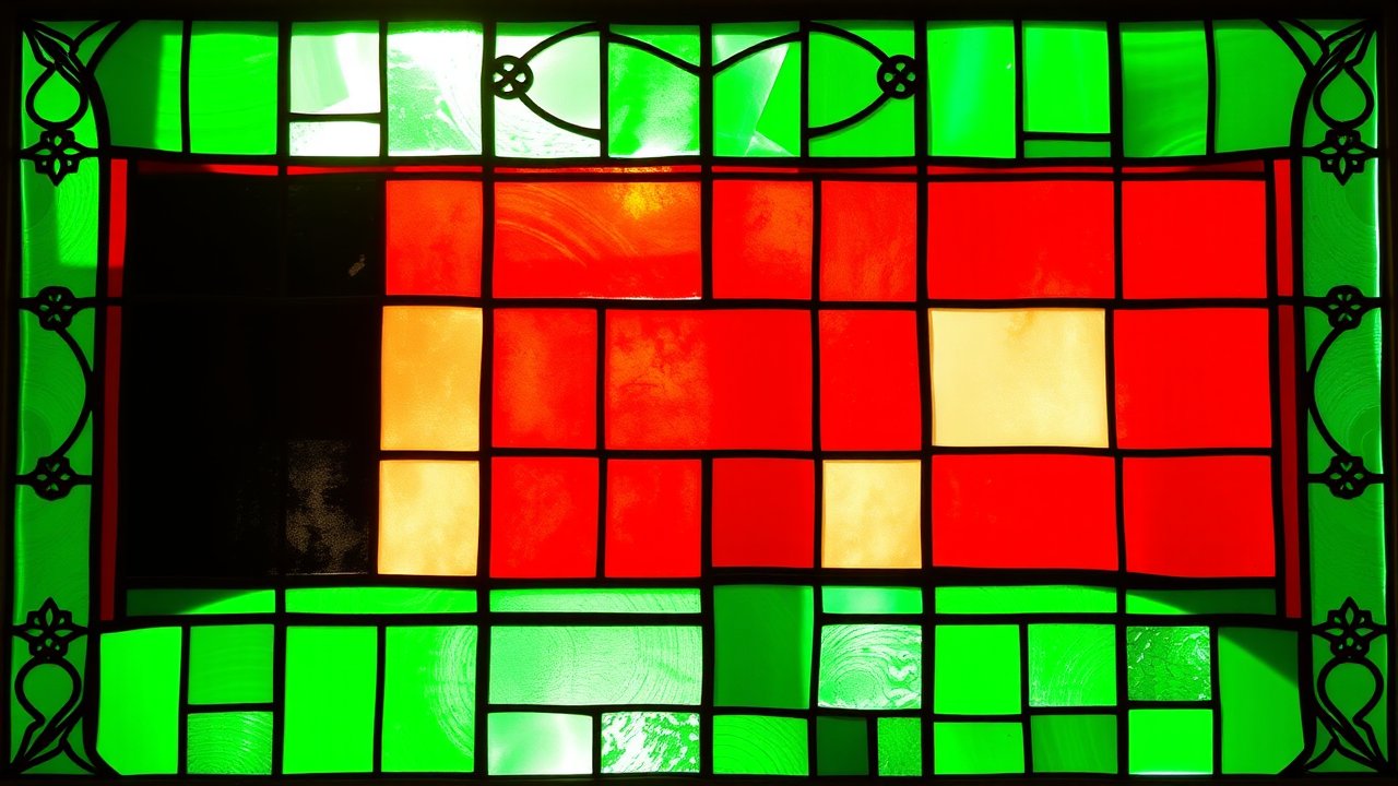 Flag of Kuwait 🇰🇼 in stained glass style