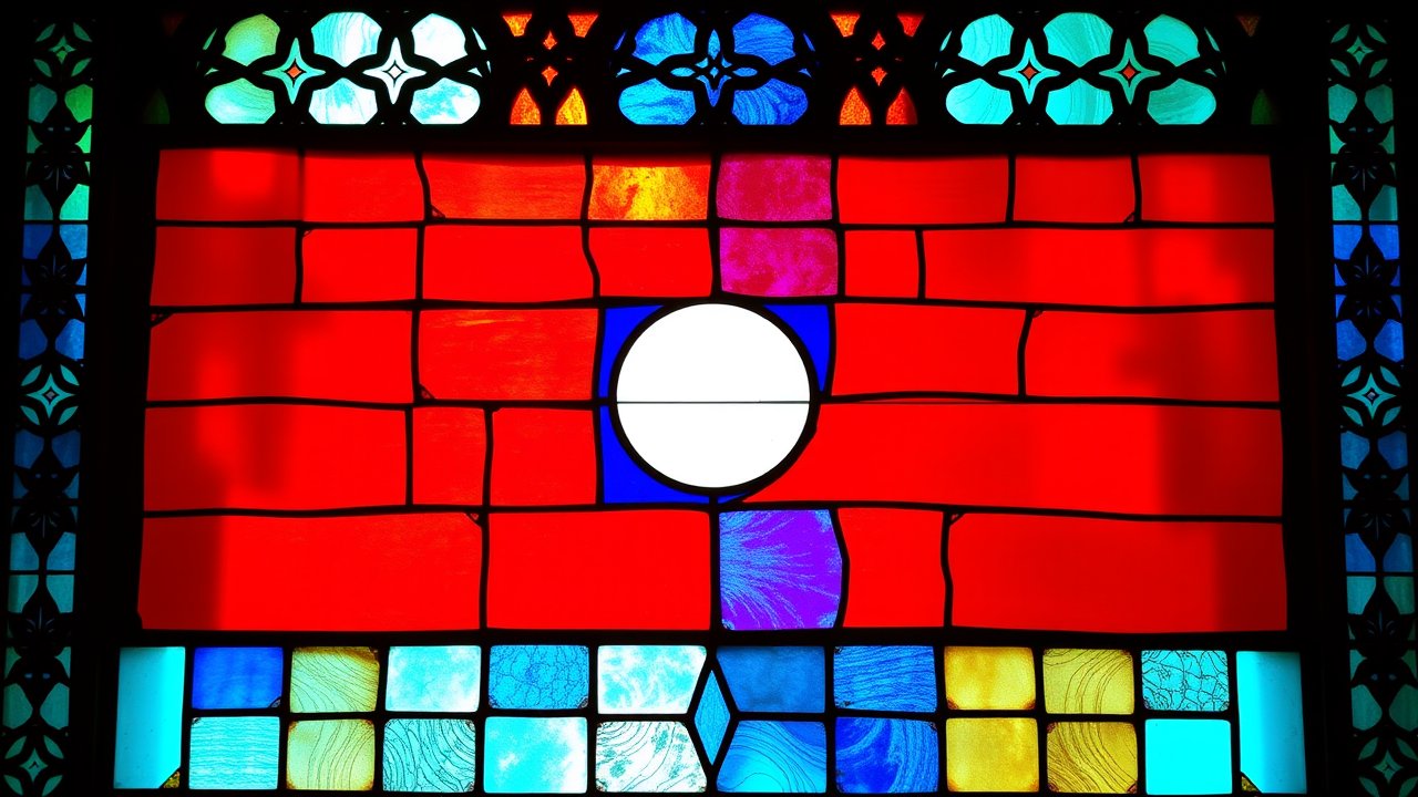 Flag of Laos 🇱🇦 in stained glass style