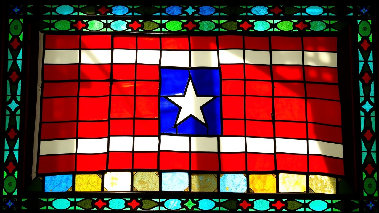 Flag of Liberia 🇱🇷 in stained glass style