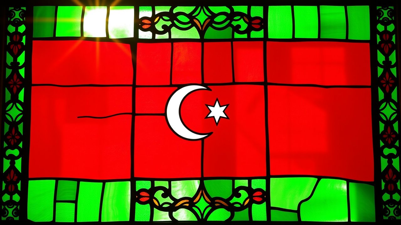 Flag of Libya 🇱🇾 in stained glass style