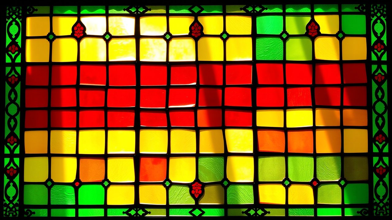 Flag of Lithuania 🇱🇹 in stained glass style