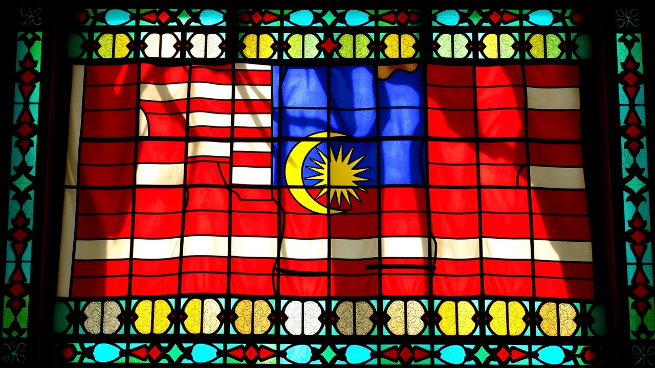Flag of Malaysia 🇲🇾 in stained glass style
