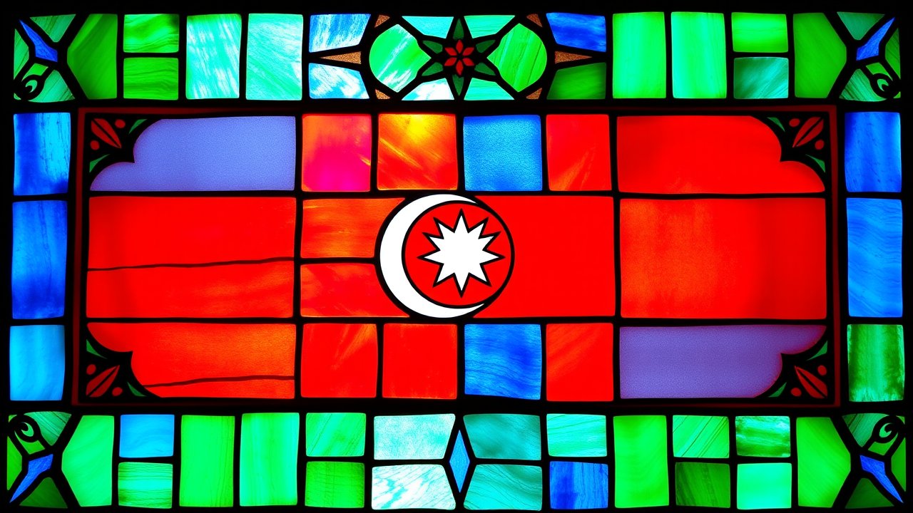Flag of Azerbaijan 🇦🇿 in stained glass style