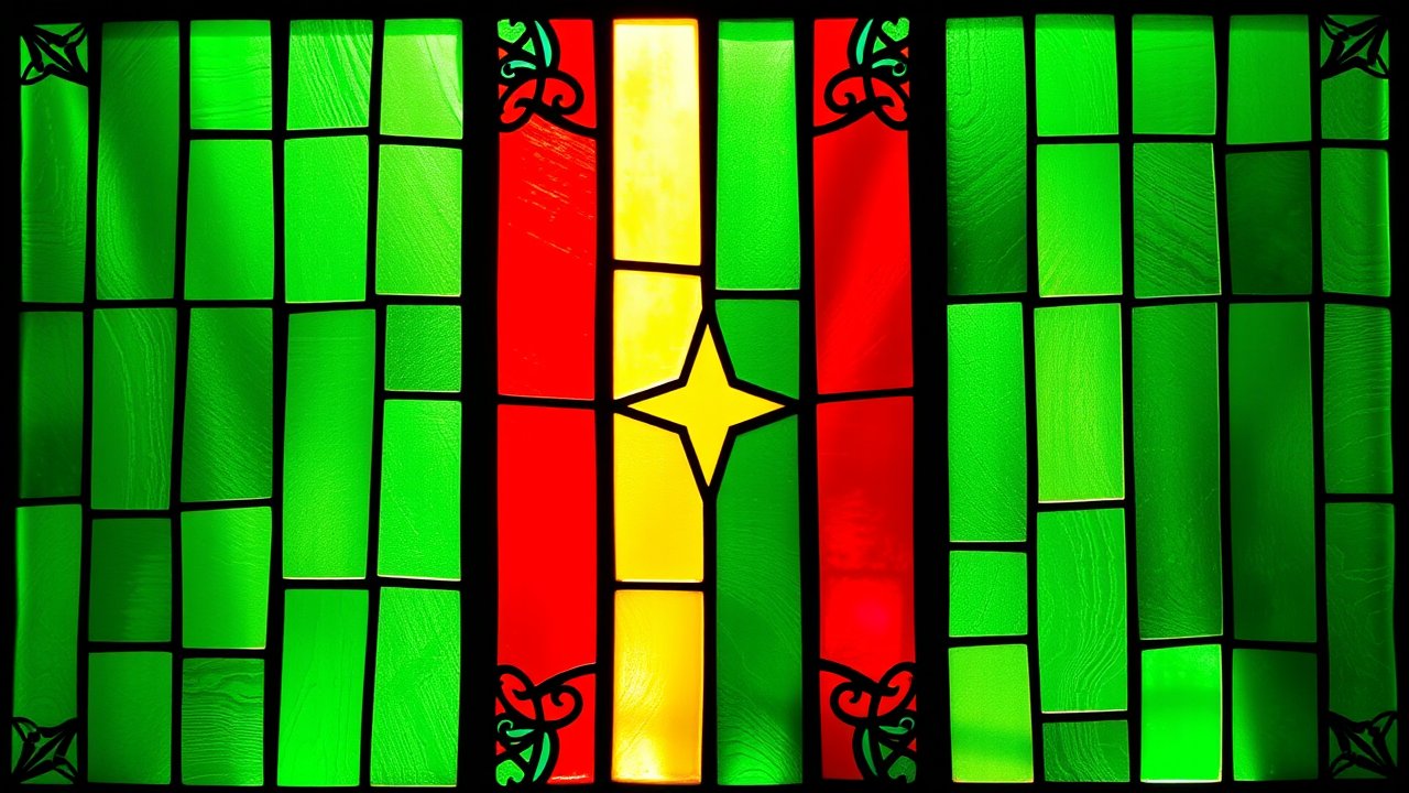 Flag of Mali 🇲🇱 in stained glass style
