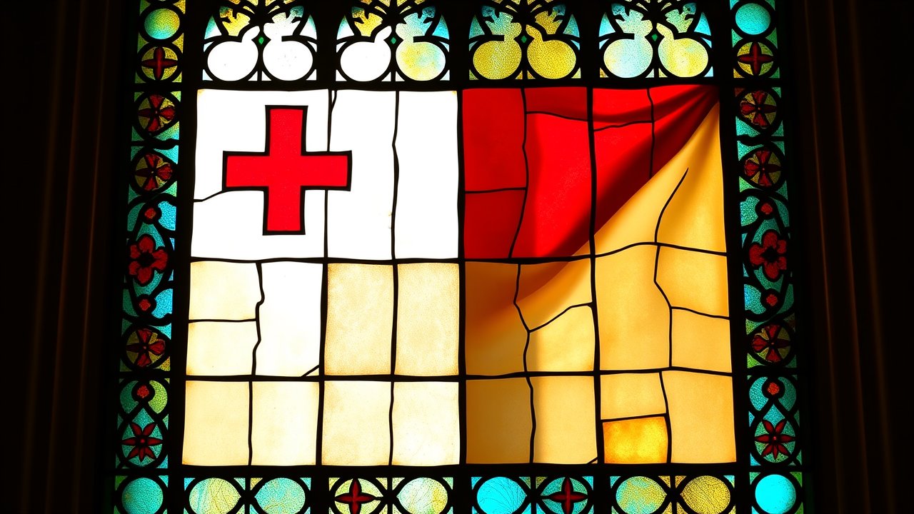 Flag of Malta 🇲🇹 in stained glass style