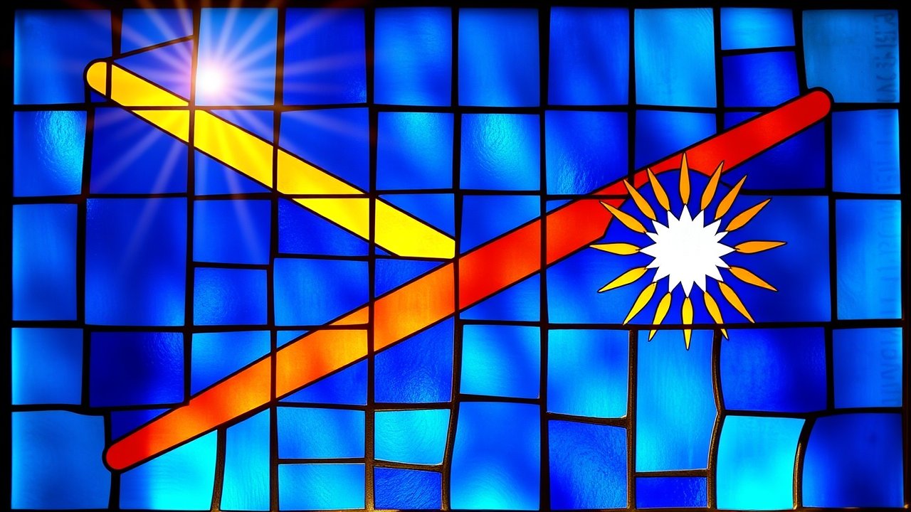 Flag of Marshall Islands 🇲🇠in stained glass style