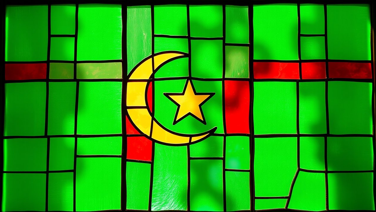 Flag of Mauritania 🇲🇷 in stained glass style