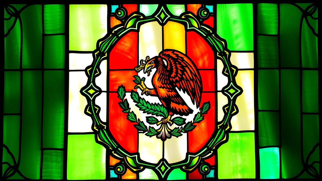 Flag of Mexico 🇲🇽 in stained glass style