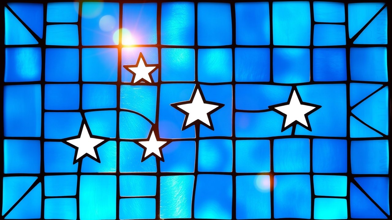 Flag of Micronesia 🇫🇲 in stained glass style