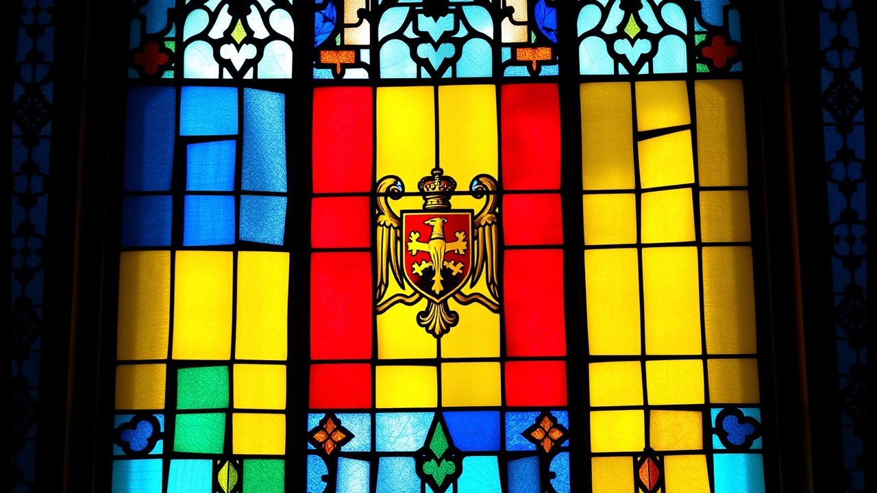 Flag of Moldova 🇲🇩 in stained glass style