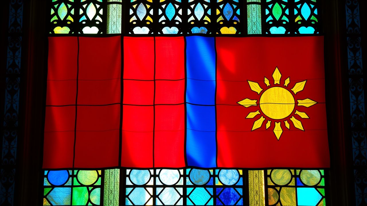 Flag of Mongolia 🇲🇳 in stained glass style