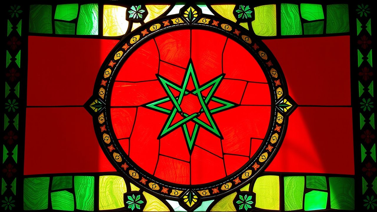 Flag of Morocco 🇲🇦 in stained glass style