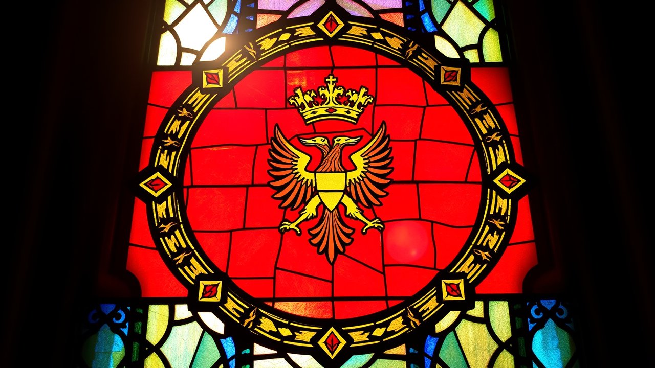 Flag of Montenegro 🇲🇪 in stained glass style
