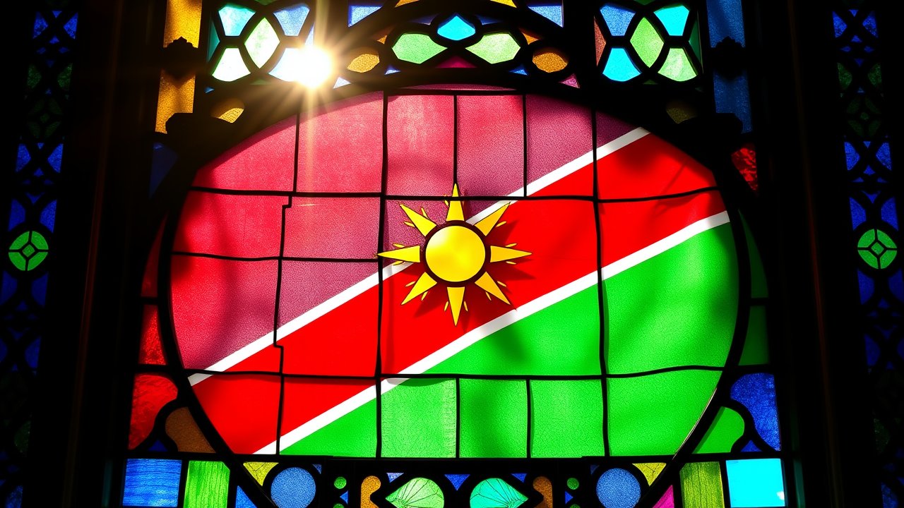 Flag of Namibia 🇳🇦 in stained glass style