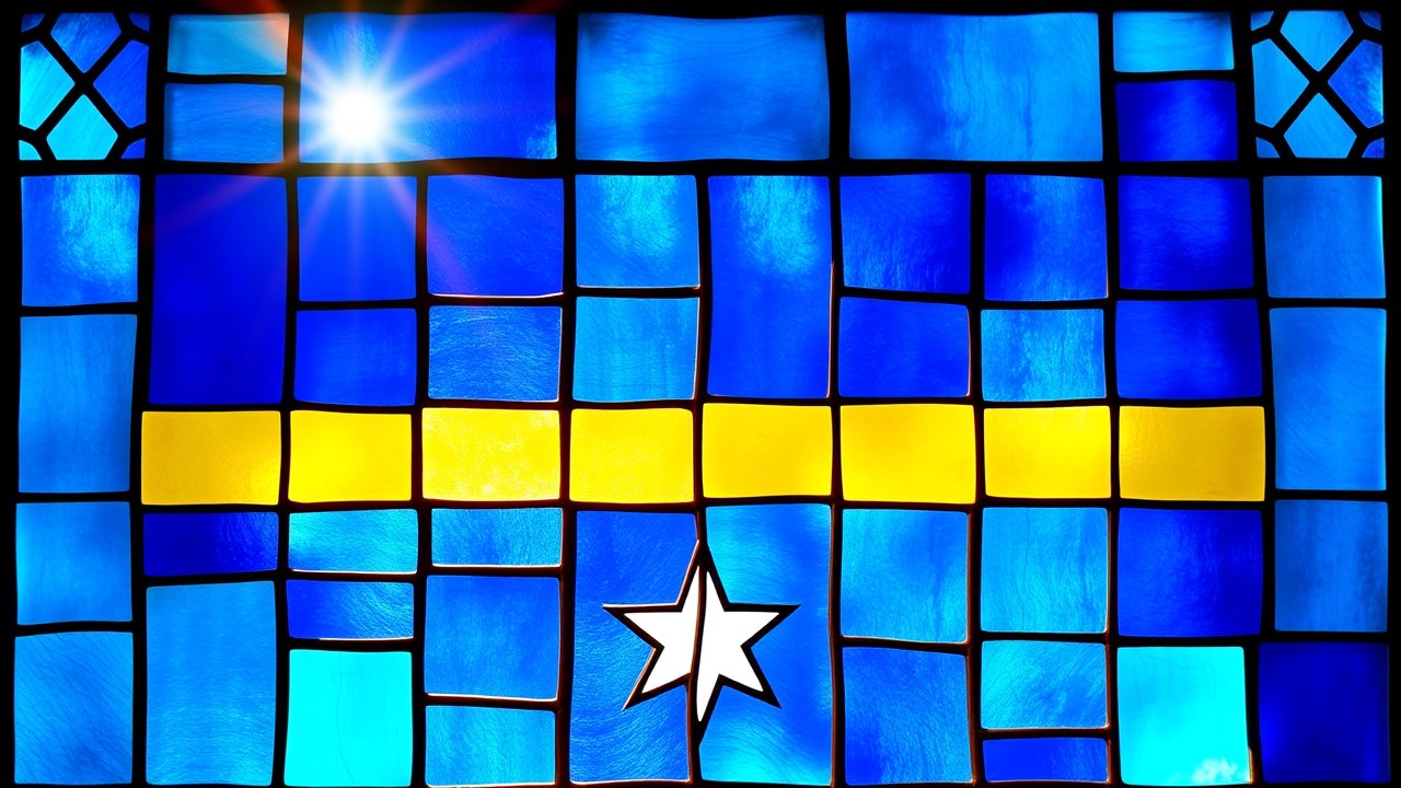 Flag of Nauru 🇳🇷 in stained glass style