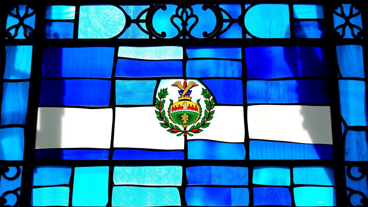 Flag of Nicaragua 🇳🇮 in stained glass style