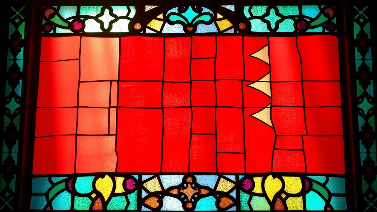 Flag of Bahrain 🇧🇭 in stained glass style