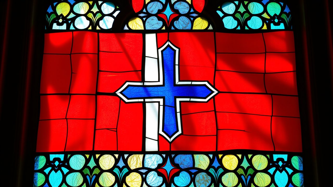 Flag of Norway 🇳🇴 in stained glass style