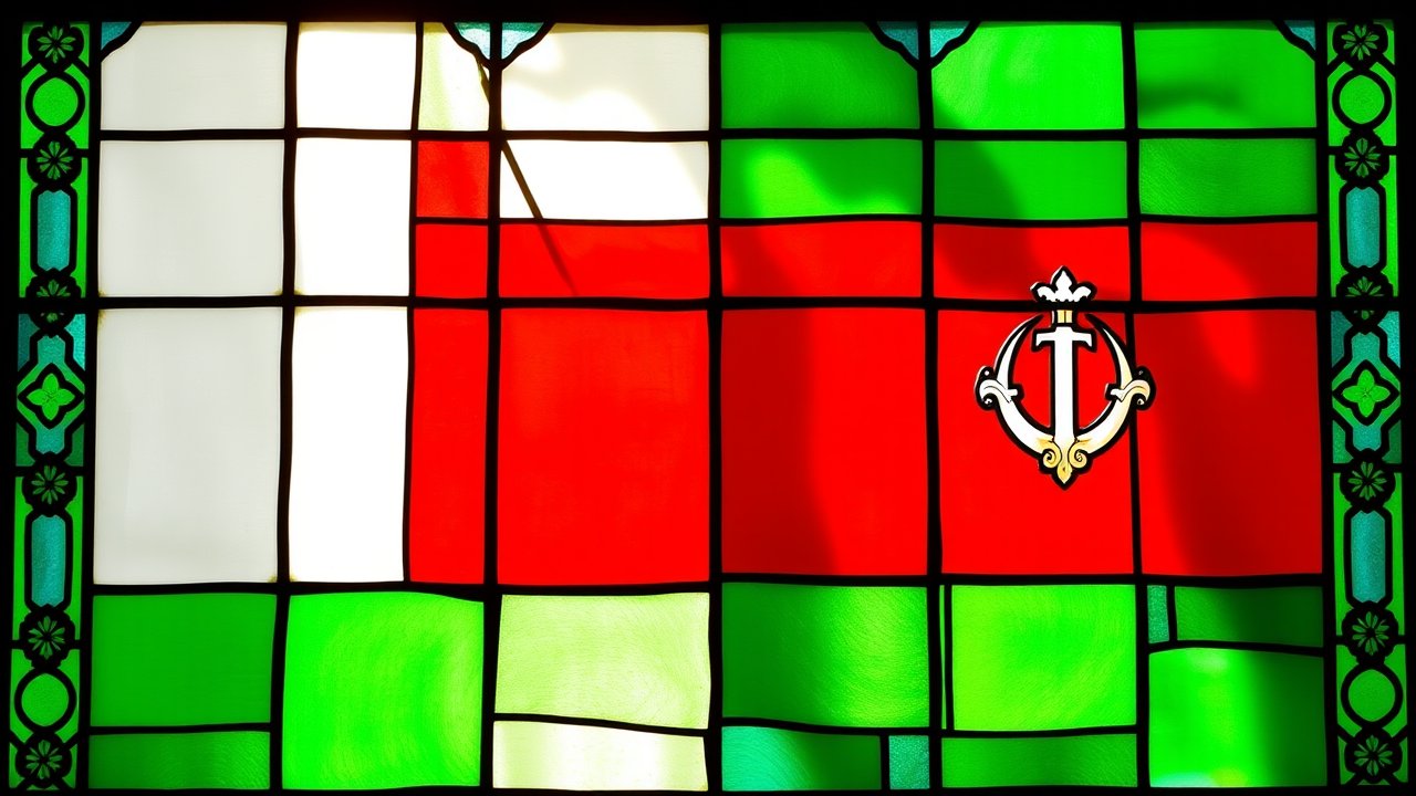 Flag of Oman 🇴🇲 in stained glass style