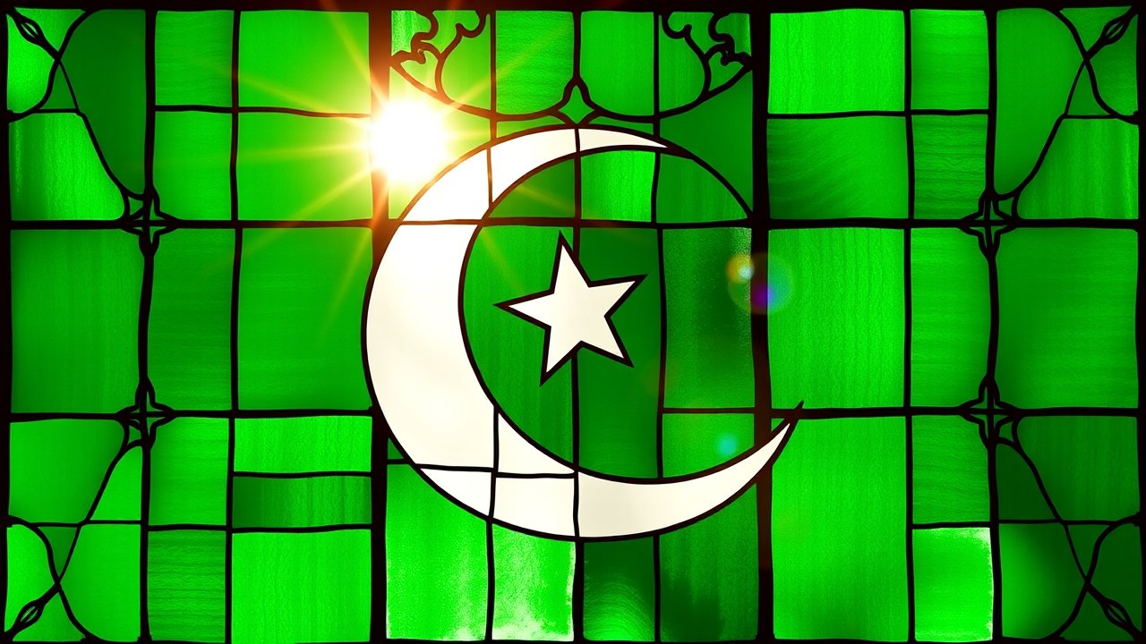 Flag of Pakistan 🇵🇰 in stained glass style