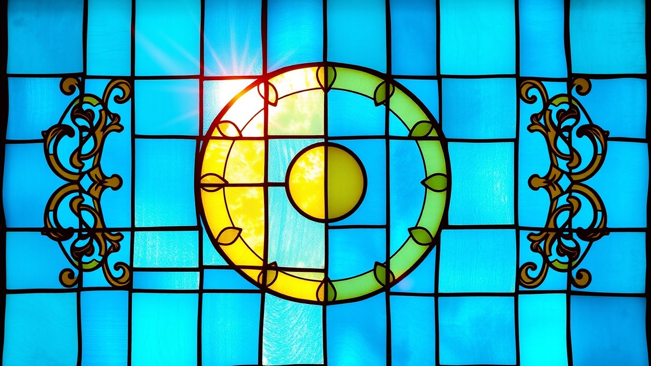 Flag of Palau 🇵🇼 in stained glass style