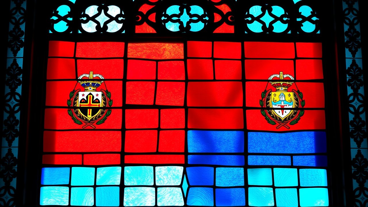 Flag of Paraguay 🇵🇾 in stained glass style
