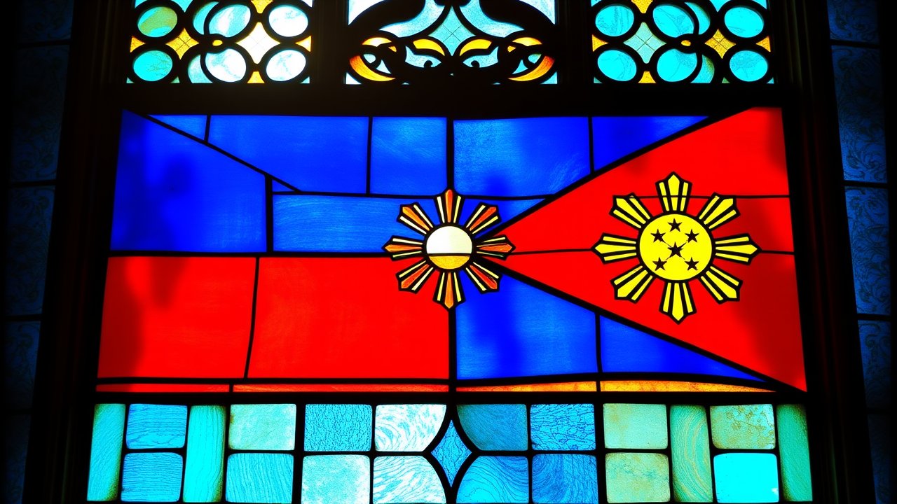 Flag of Philippines 🇵🇭 in stained glass style