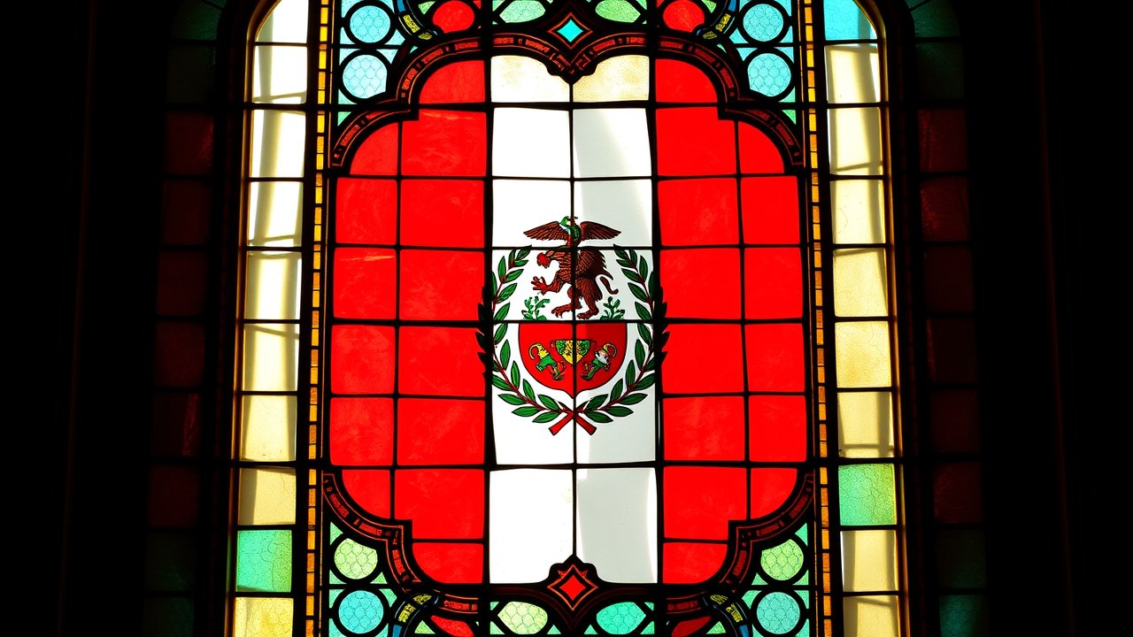 Flag of Peru 🇵🇪 in stained glass style