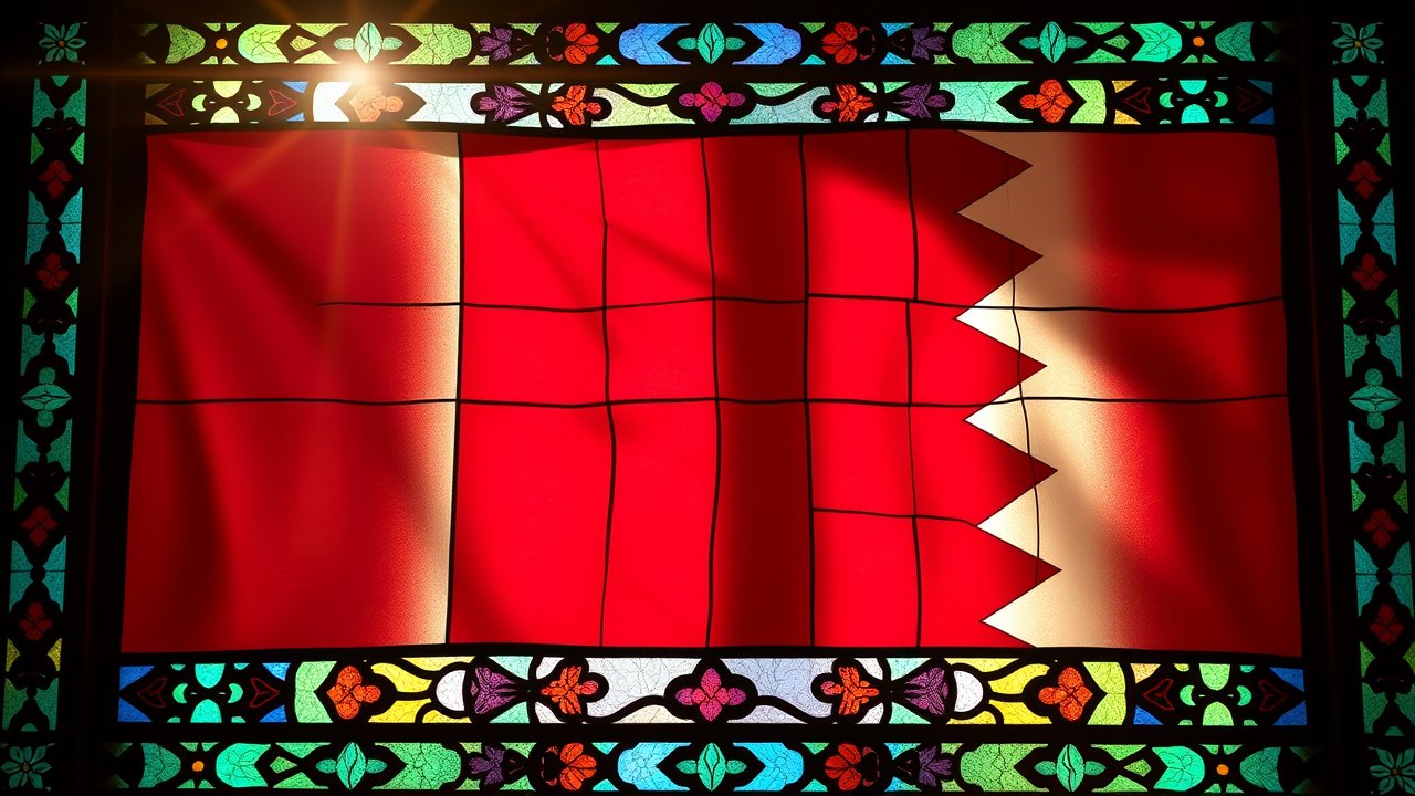 Flag of Qatar 🇶🇦 in stained glass style
