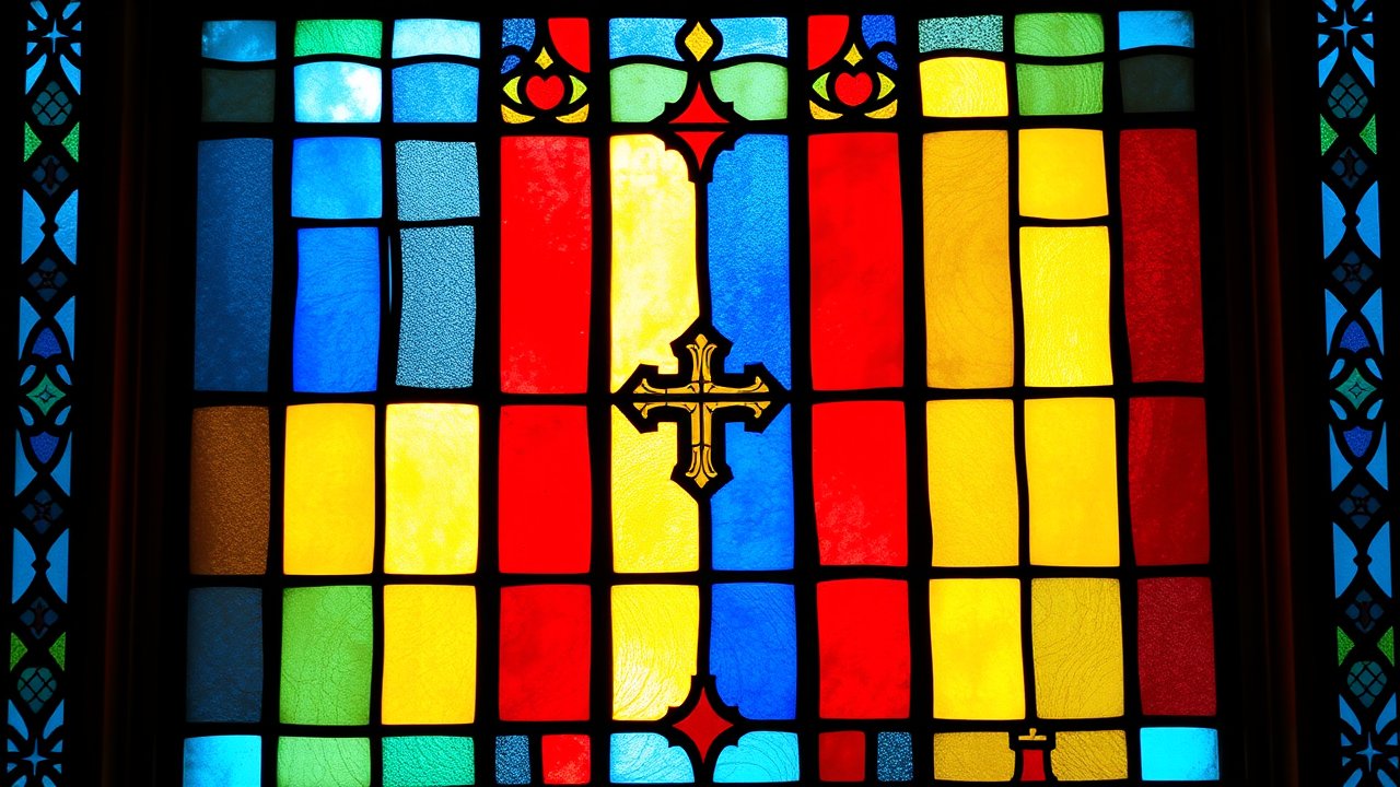 Flag of Romania 🇷🇴 in stained glass style