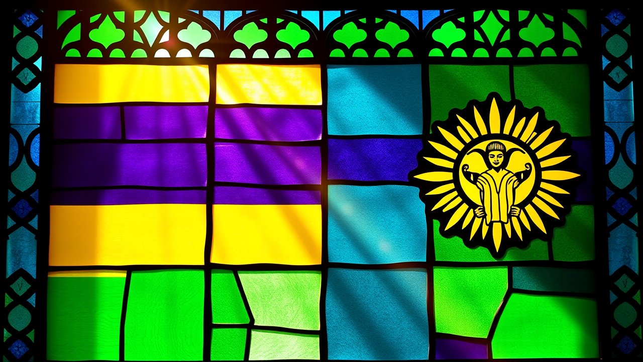 Flag of Rwanda 🇷🇼 in stained glass style