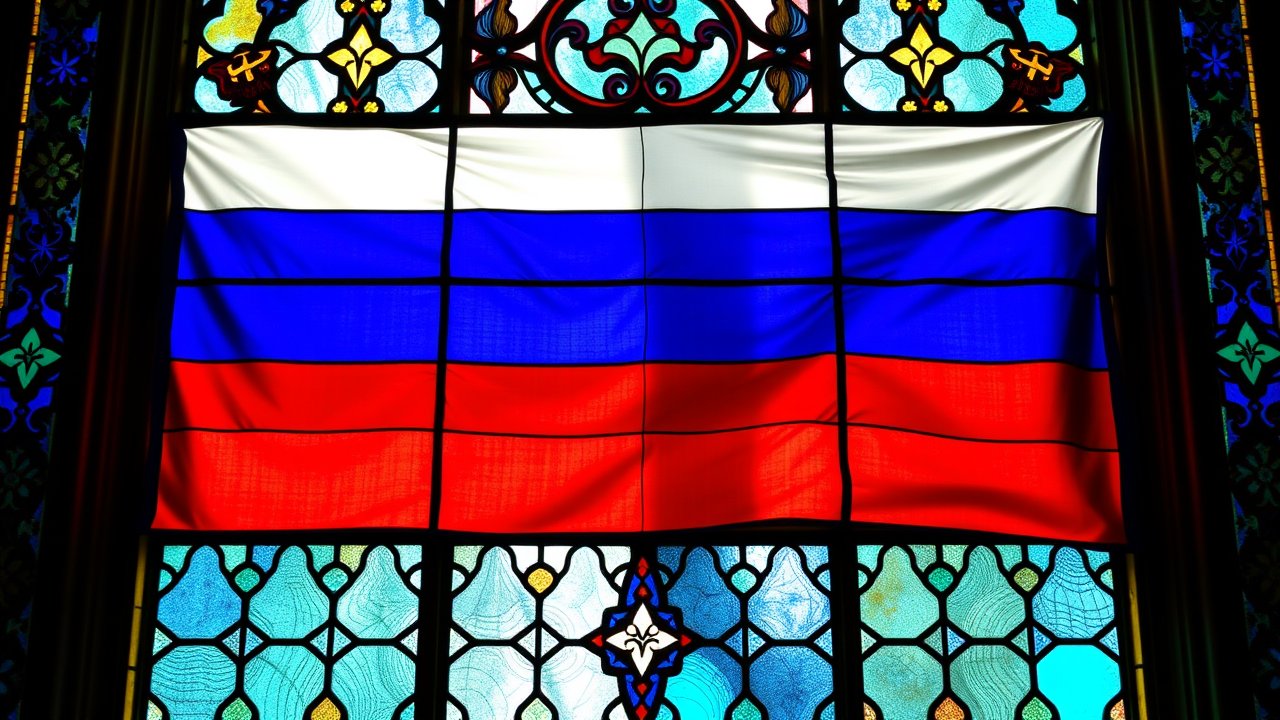 Flag of Russia 🇷🇺 in stained glass style