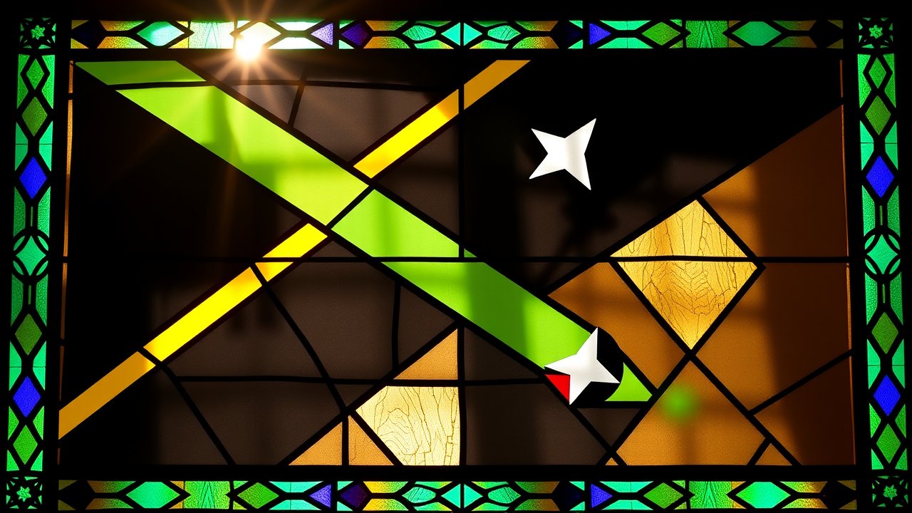 Flag of Saint Kitts and Nevis 🇰🇳 in stained glass style