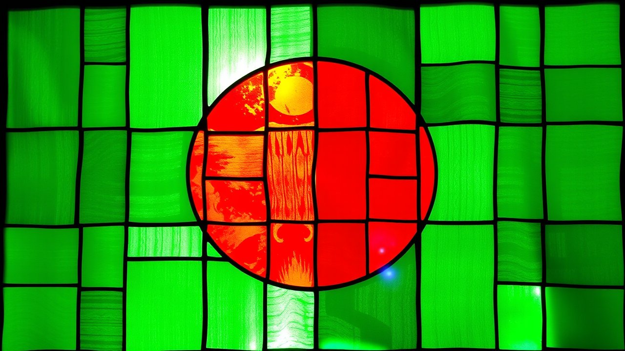Flag of Bangladesh 🇧🇩 in stained glass style