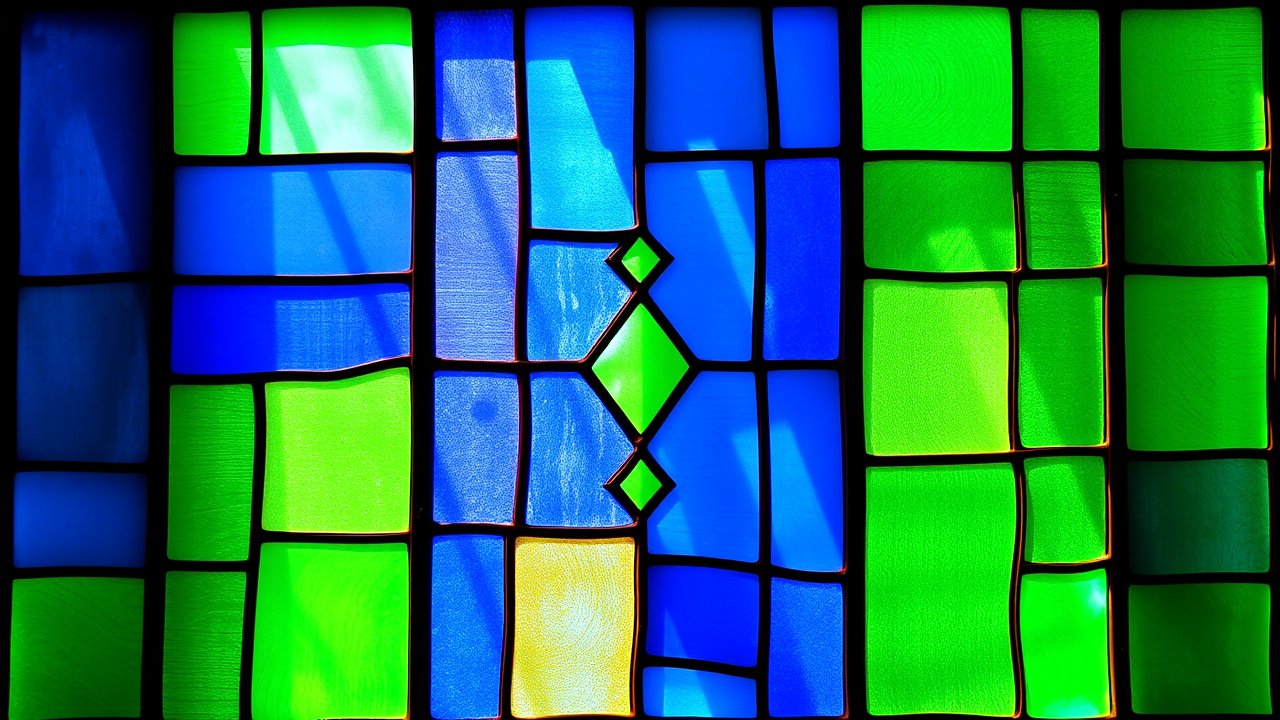 Flag of Saint Vincent and the Grenadines 🇻🇨 in stained glass style