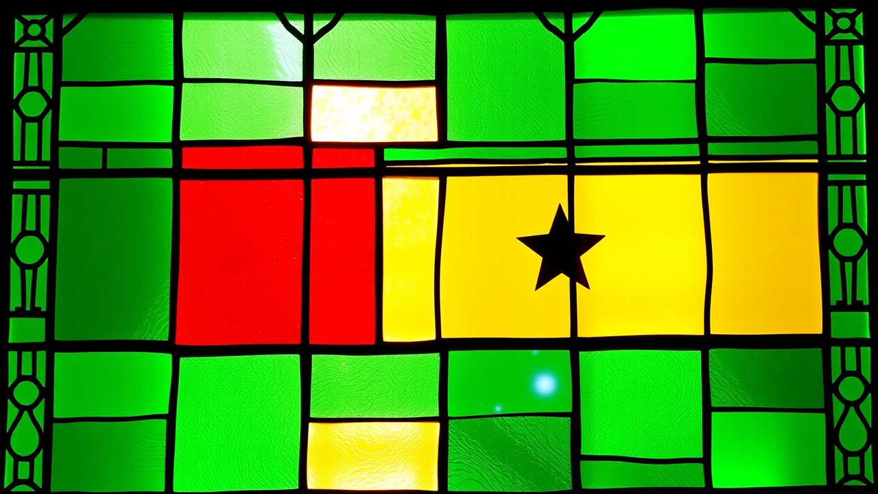Flag of Sao Tome and Principe 🇸🇹 in stained glass style