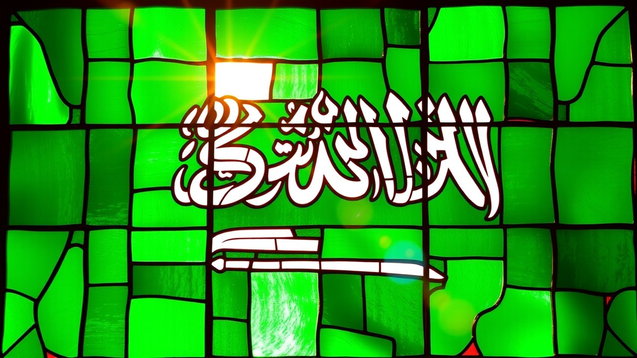 Flag of Saudi Arabia 🇸🇦 in stained glass style