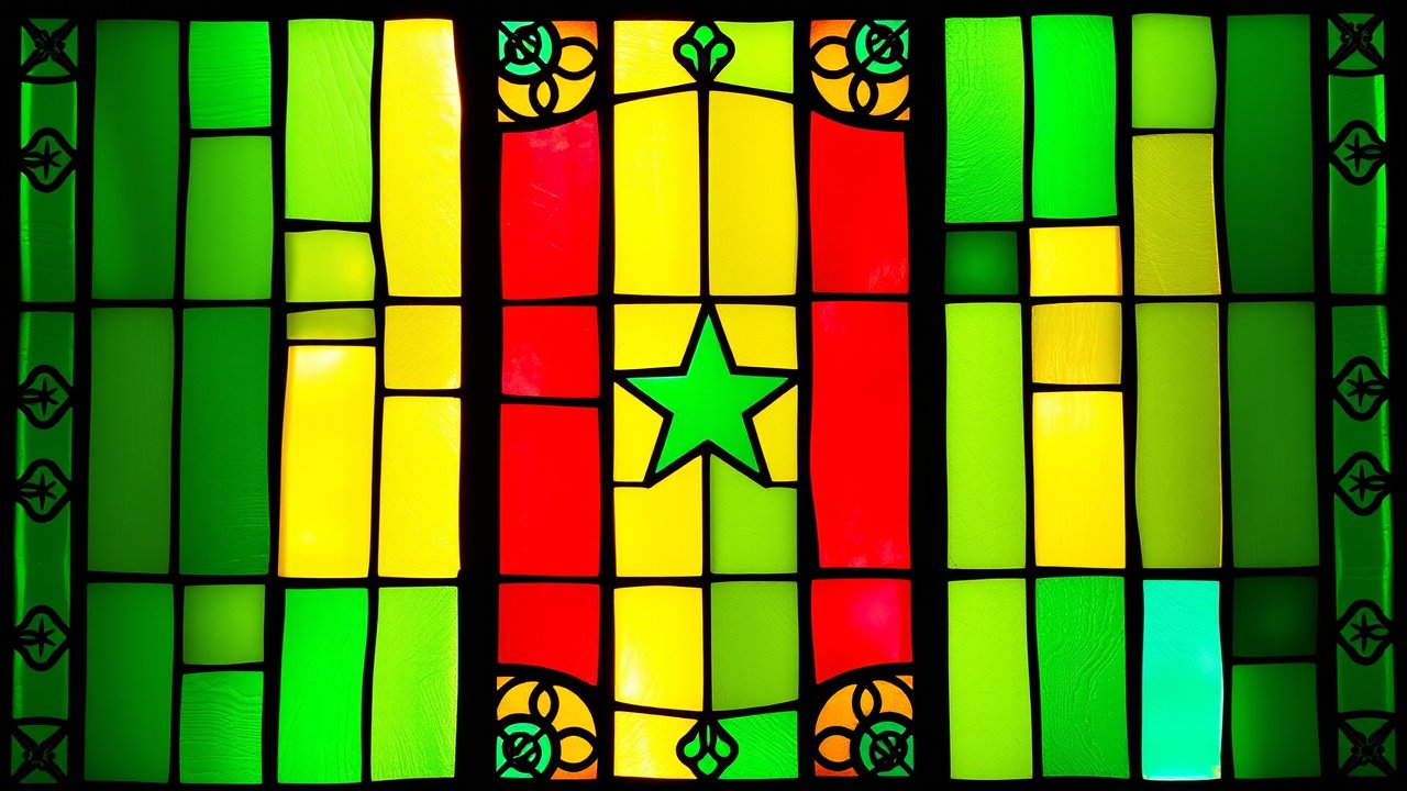 Flag of Senegal 🇸🇳 in stained glass style